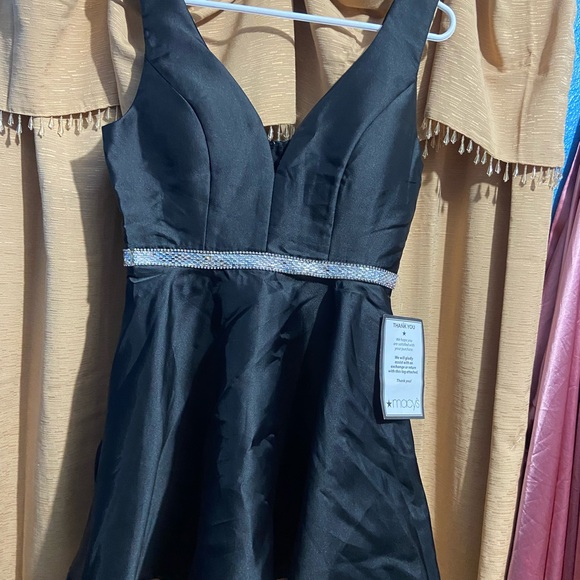 Crystal Doll Black Mini Dress with Rhinestone Accent - Picture 1 of 3
